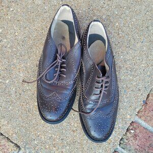 Synthetic leather wanted dark brown oxford wingtip